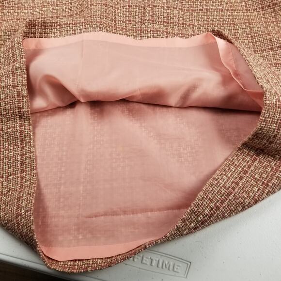Villager Liz Claiborne Pink Cream Brown Tweed Lined Side Zip Skirt Size 10 - Picture 4 of 5